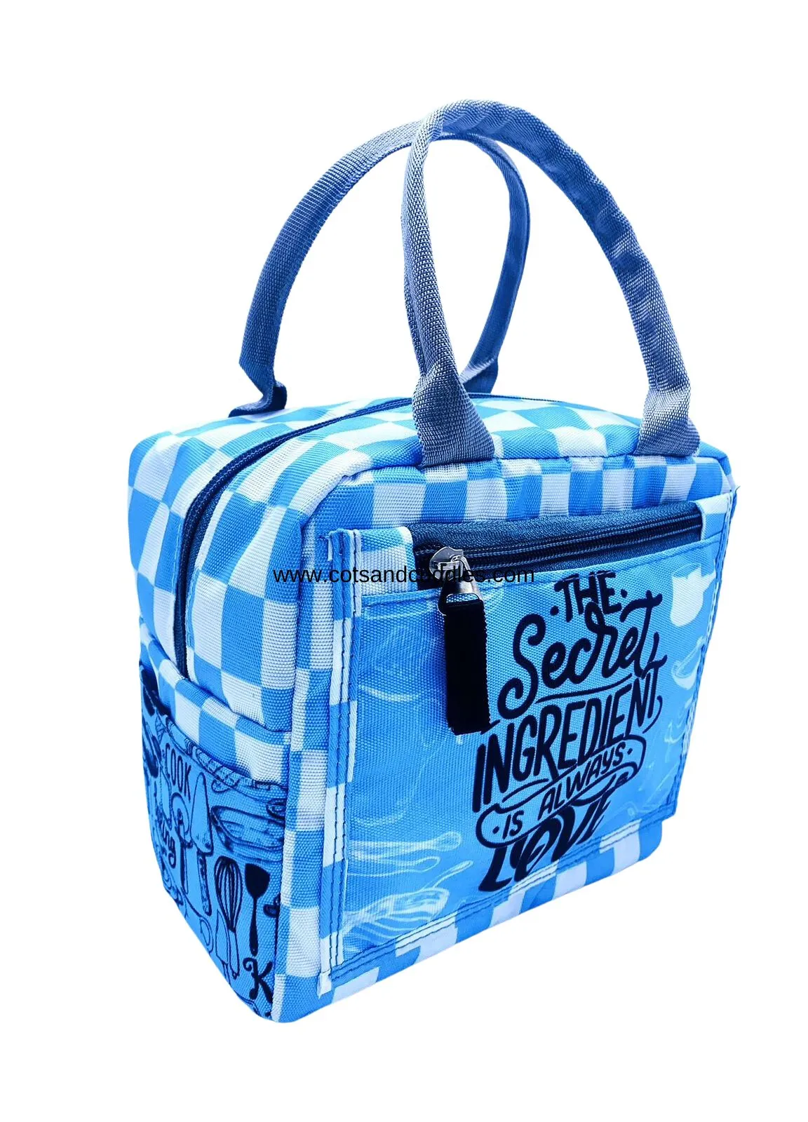 Stylish and Functional: Padded Printed Lunch Bag with Front Pocket and Side Pockets