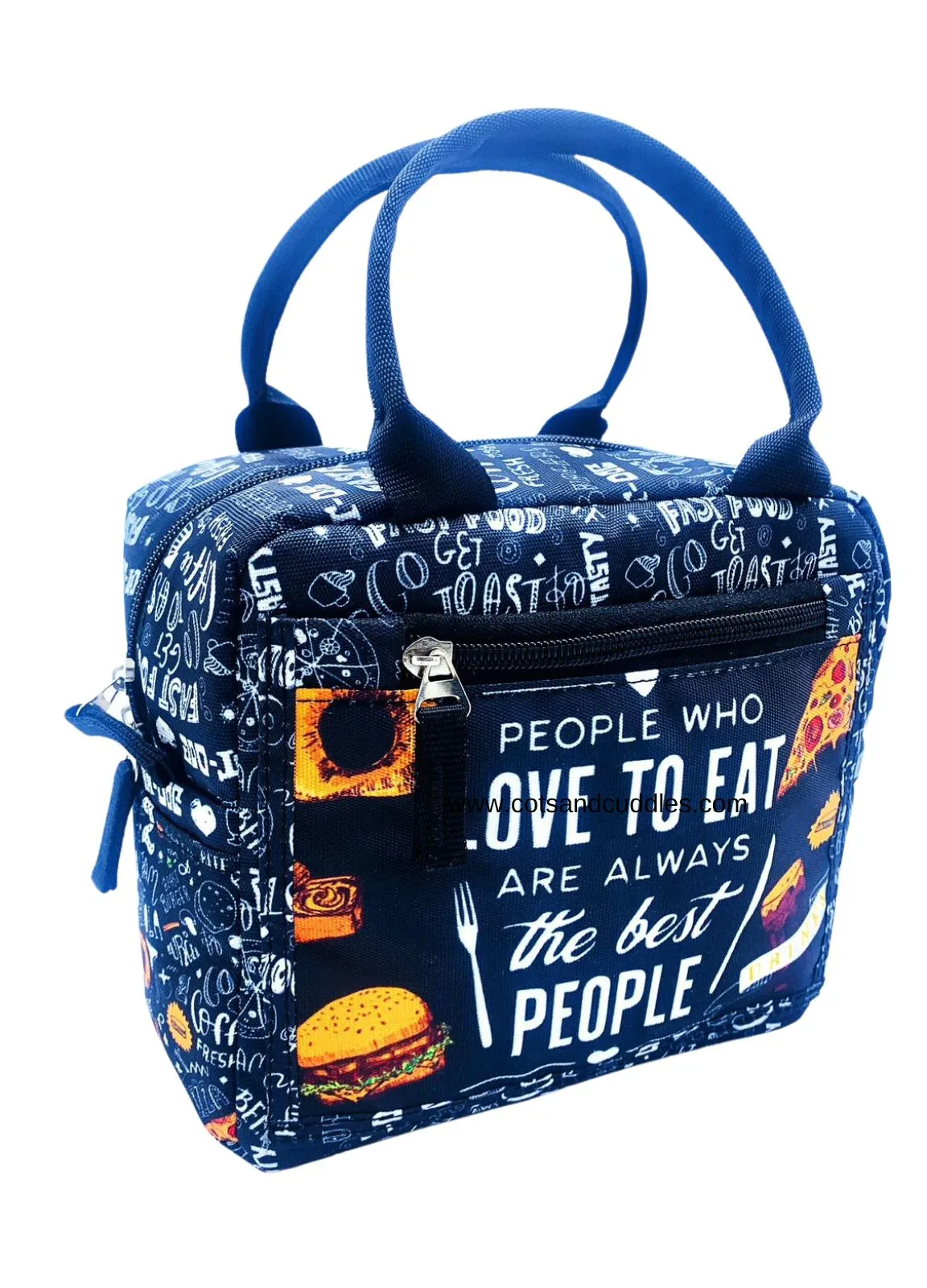 Stylish and Functional: Padded Printed Lunch Bag with Front Pocket and Side Pockets