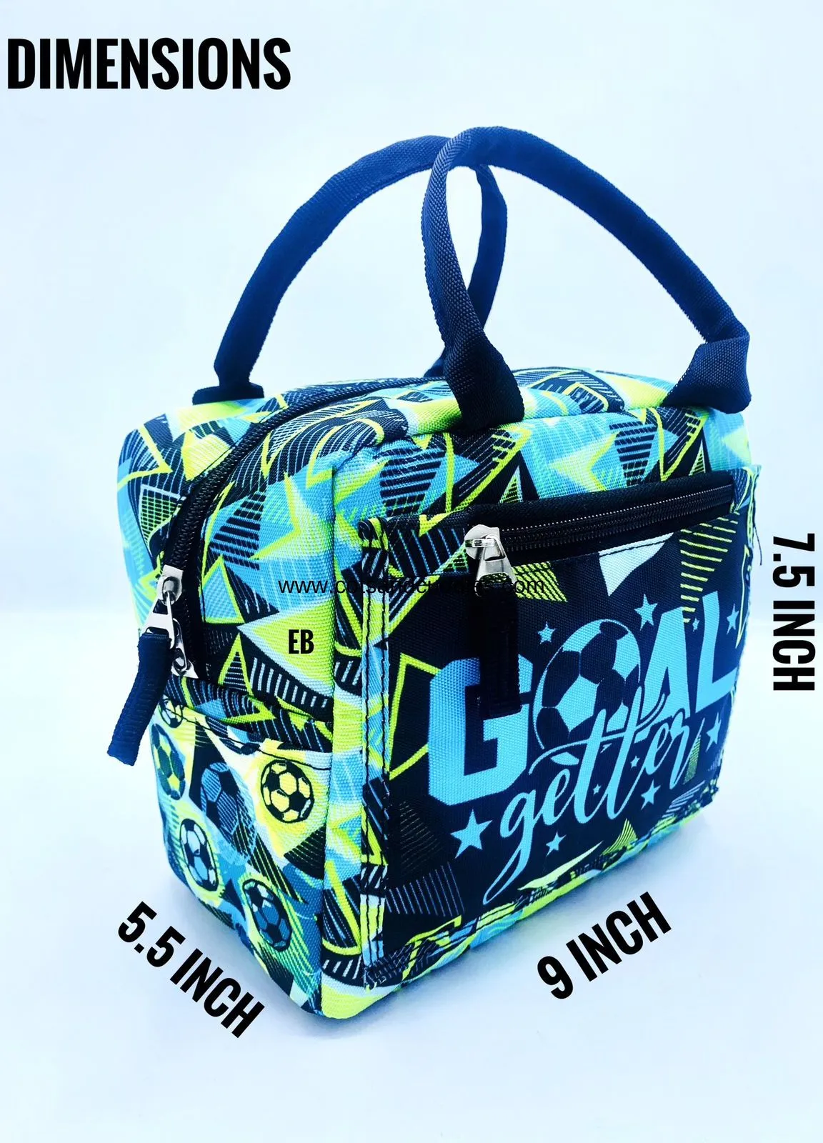 Stylish and Functional: Padded Printed Lunch Bag with Front Pocket and Side Pockets