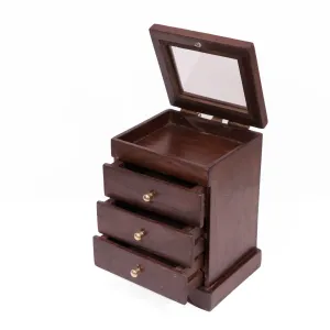 Teak wood 4 compartment Jewellery Box