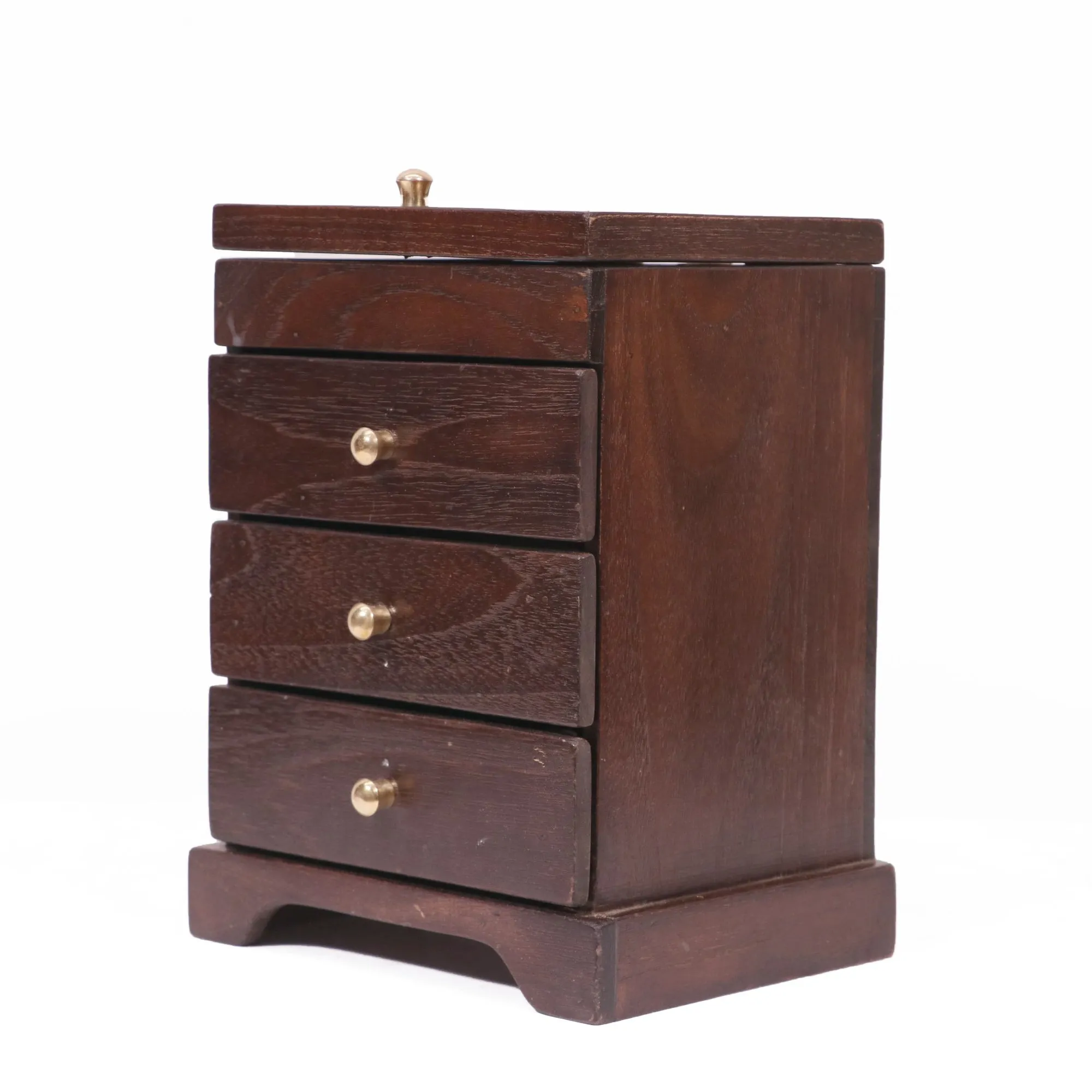 Teak wood 4 compartment Jewellery Box