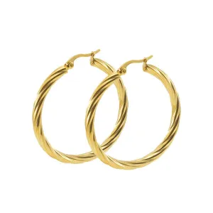 Twisted Gold Hoop Earrings – Elegant 18K Gold-Plated Fashion Accessory