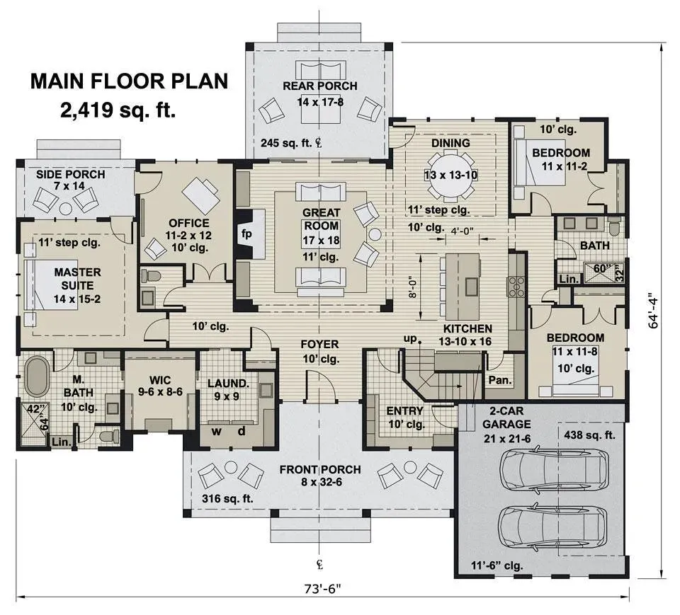 Versatile 2419 Sq Ft Home with Bonus Room and Side Garage