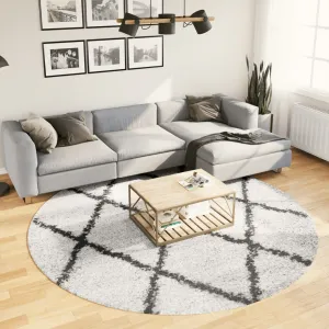 vidaXL Shaggy Rug PAMPLONA - Luxurious High Pile Modern Area Rug - Cream & Black - Ø 240 cm