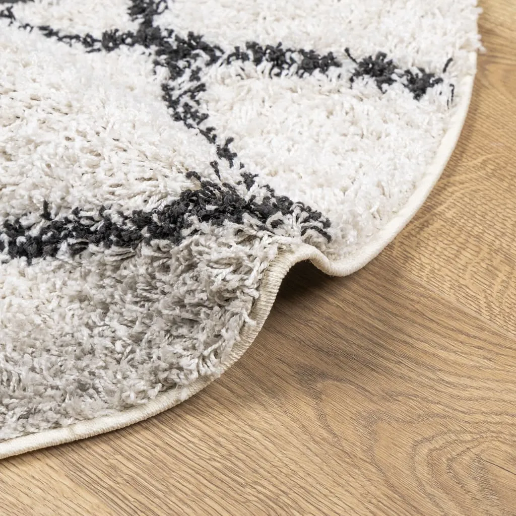 vidaXL Shaggy Rug PAMPLONA - Luxurious High Pile Modern Area Rug - Cream & Black - Ø 240 cm