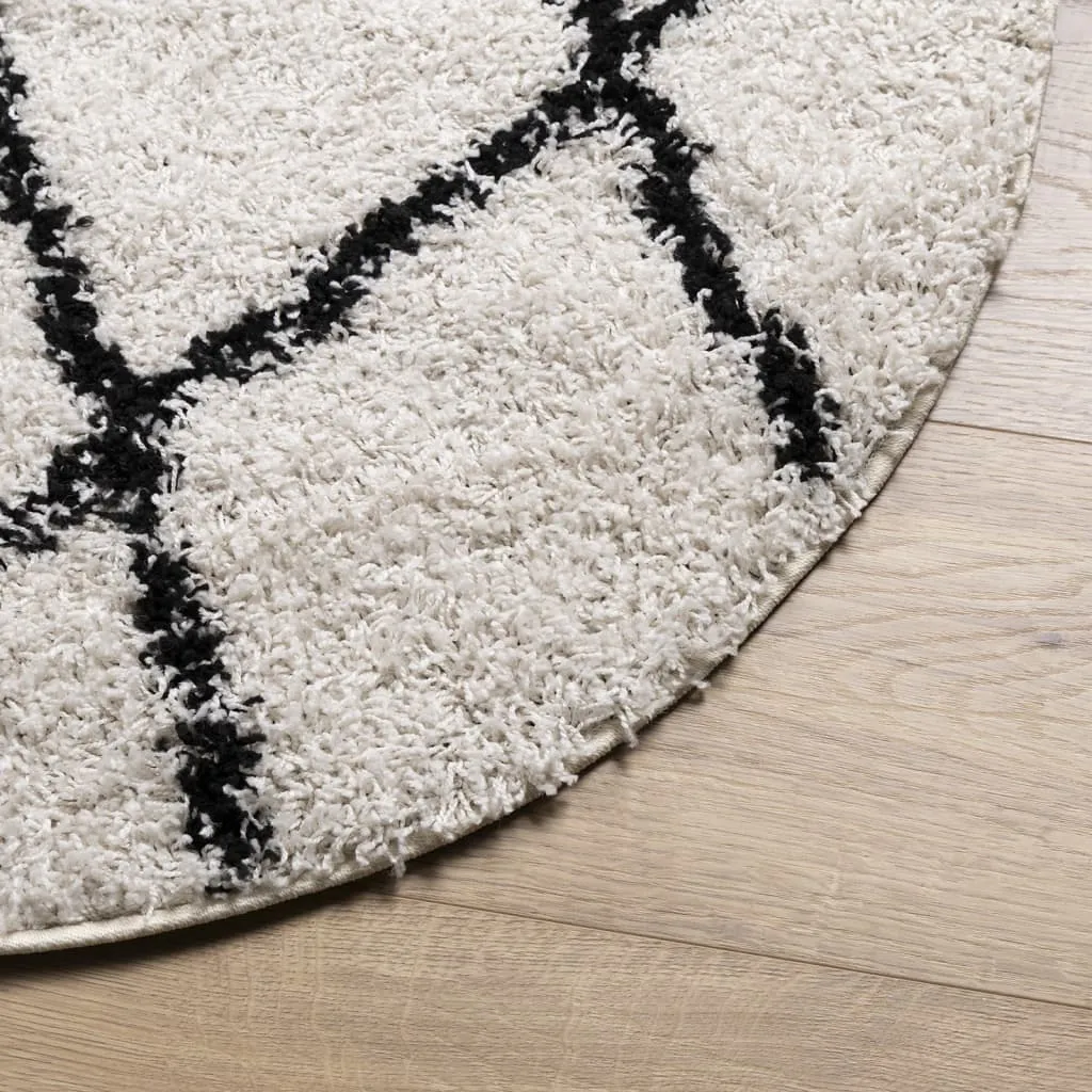 vidaXL Shaggy Rug PAMPLONA - Luxurious High Pile Modern Area Rug - Cream & Black - Ø 240 cm