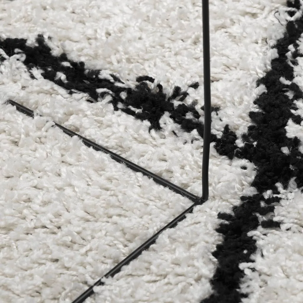 vidaXL Shaggy Rug PAMPLONA - Luxurious High Pile Modern Area Rug - Cream & Black - Ø 240 cm