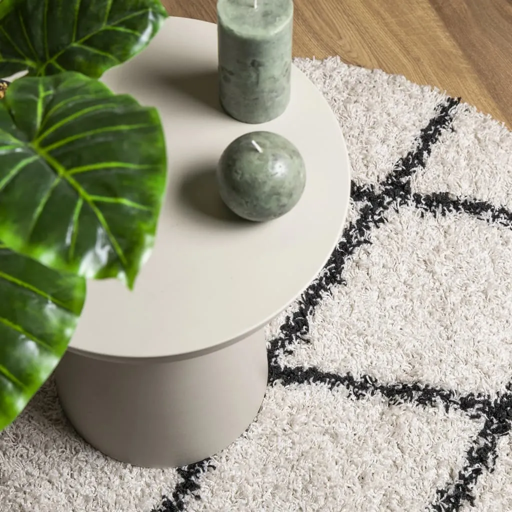 vidaXL Shaggy Rug PAMPLONA - Luxurious High Pile Modern Area Rug - Cream & Black - Ø 240 cm