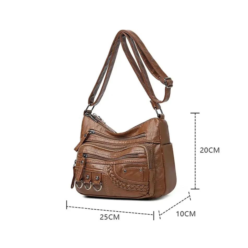 Vintage Pu Leather Luxury Purses and Handbags 2023 High Quality Women's Bag Design Multi-pocket Ladies Crossbody Shoulder Bags