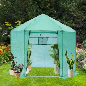 Walk-in Greenhouse Hexagonal Upgrade Reinforced Frame Heavy Duty Plastic Greenhouse Reinforced Thickened Waterproof Insulation(9.2*8.1 ft)