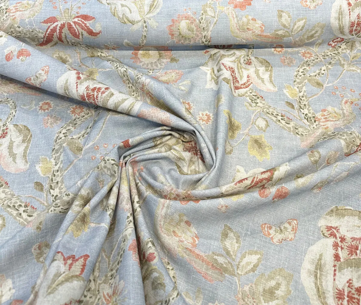 Waverly Adalet Chambray Gray Jacobean Drapery Upholstery Fabric By the Yard