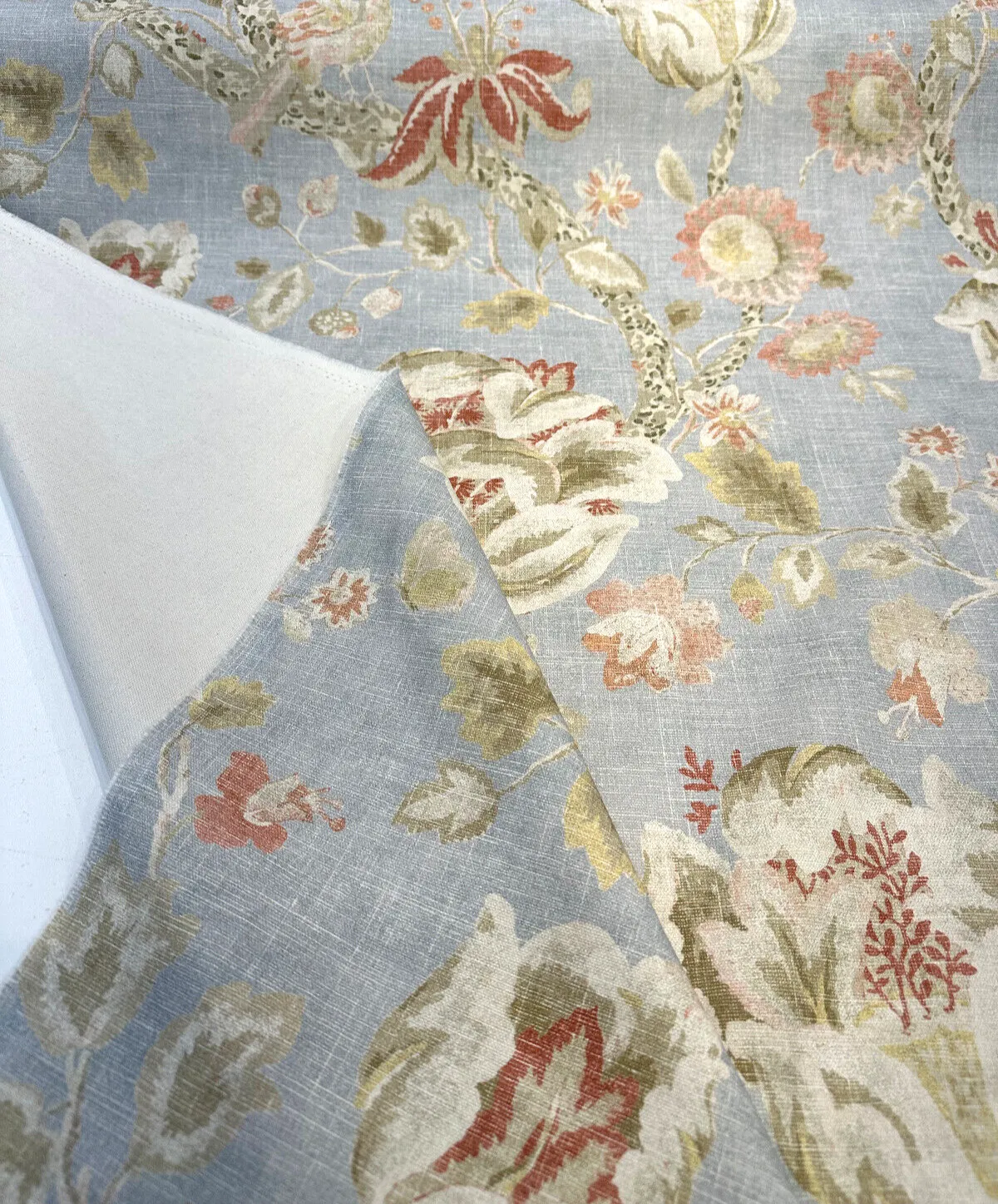 Waverly Adalet Chambray Gray Jacobean Drapery Upholstery Fabric By the Yard