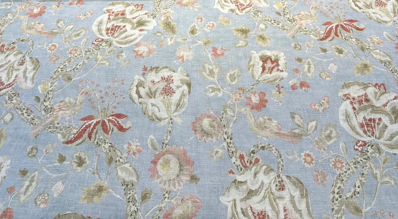 Waverly Adalet Chambray Gray Jacobean Drapery Upholstery Fabric By the Yard