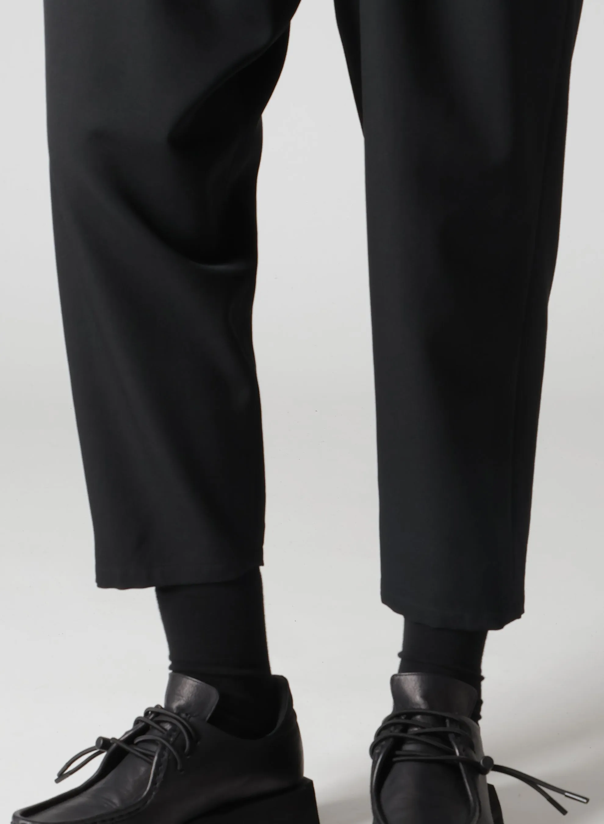 WOOL GABARDINE ELASTIC WAIST PANTS