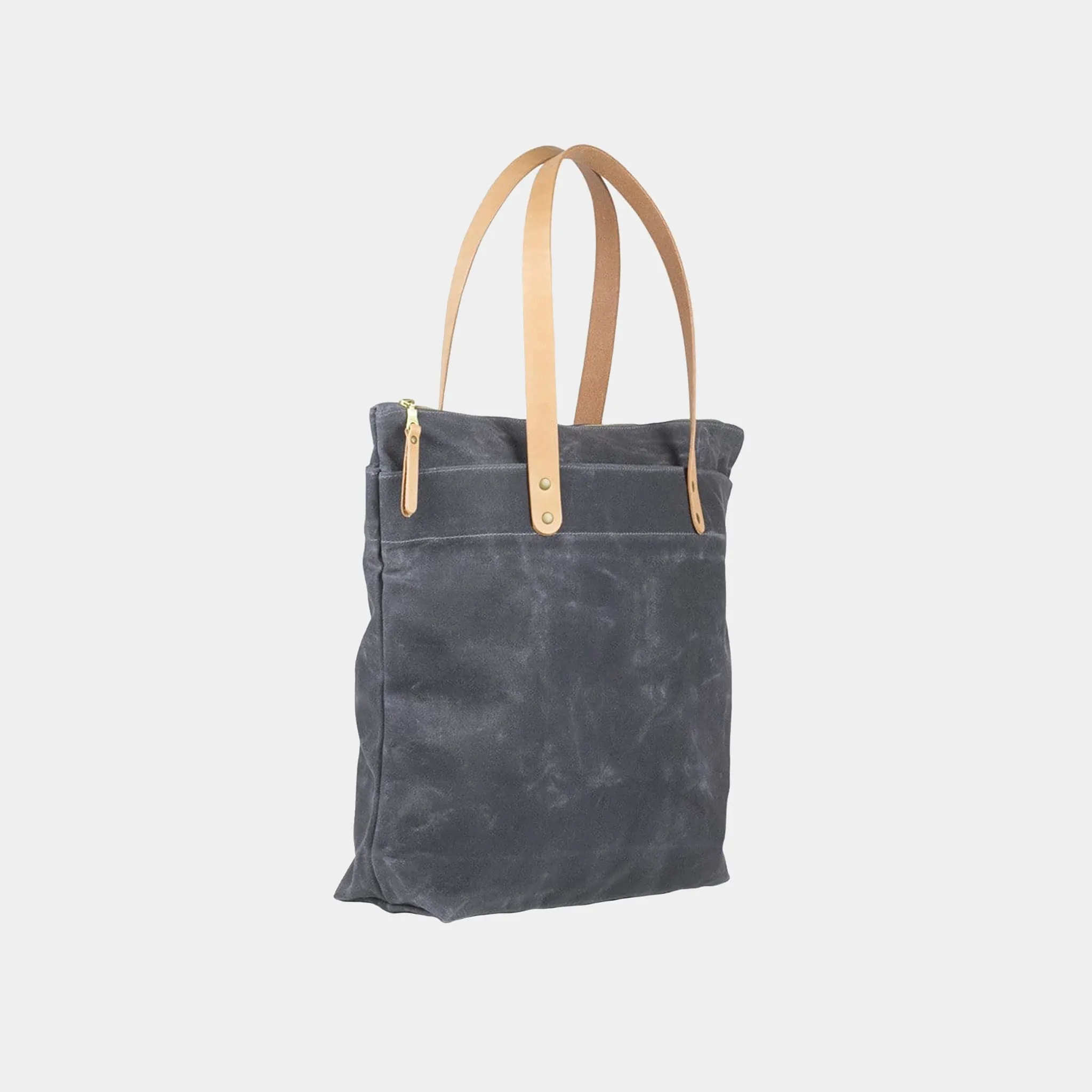 Zipper Waxed Canvas Tote Bag