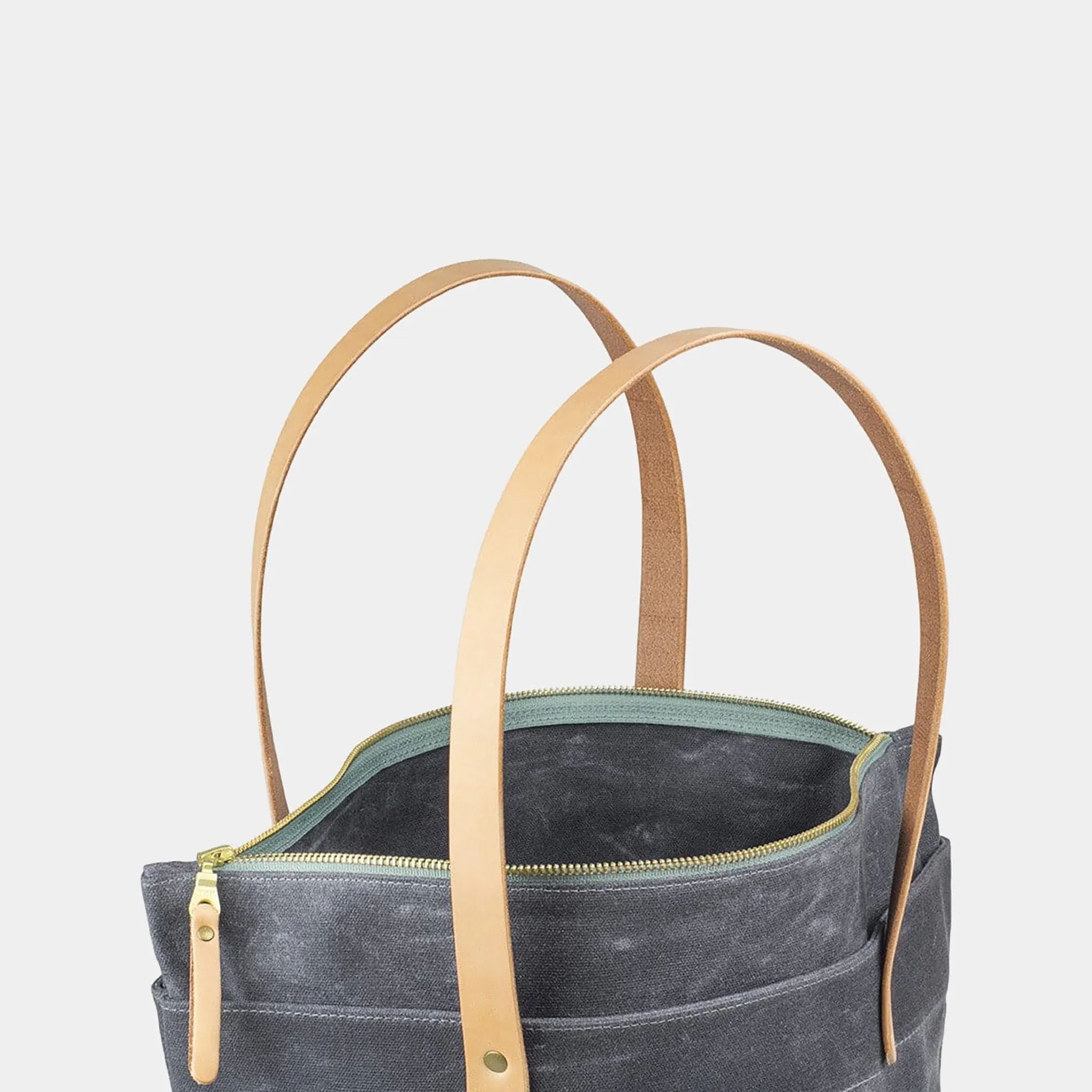 Zipper Waxed Canvas Tote Bag